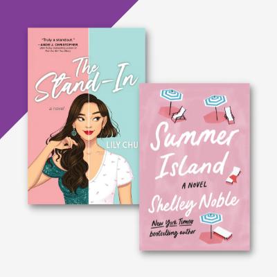 Collage of two book covers, The Stand-In and Summer Island