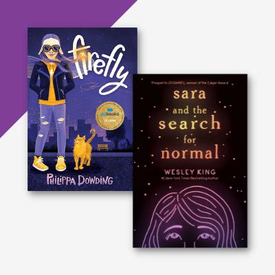 Collage of two book covers, Firefly and Sara and the Search for Normal