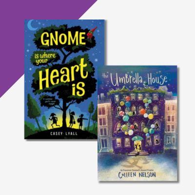 A collage of two book covers, Gnome is Where Your Heart is, and Umbrella House