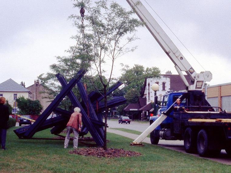 Symposium Piece for Eva being installed at Queen’s Square, September 1997.