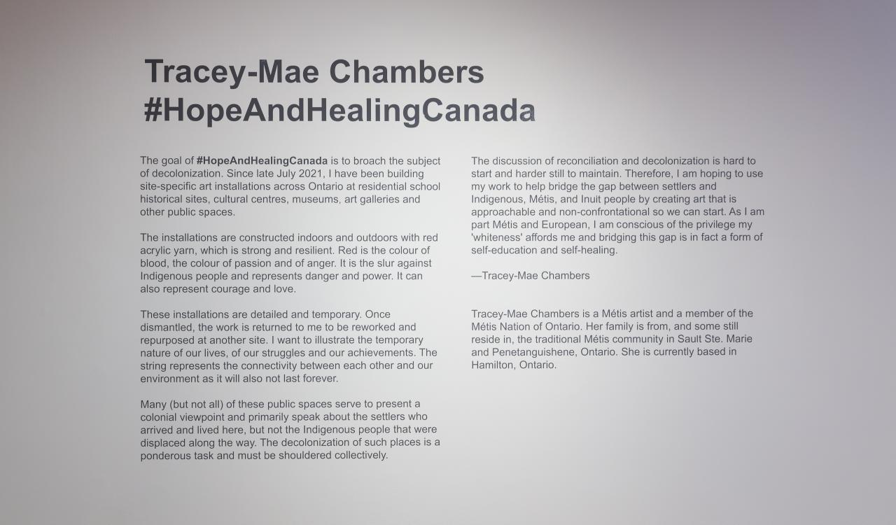 Tracey-Mae Chambers, #HopeAndHealingCanada installation for Cambridge Art Galleries, Preston. Photo by Scott Lee, 2022