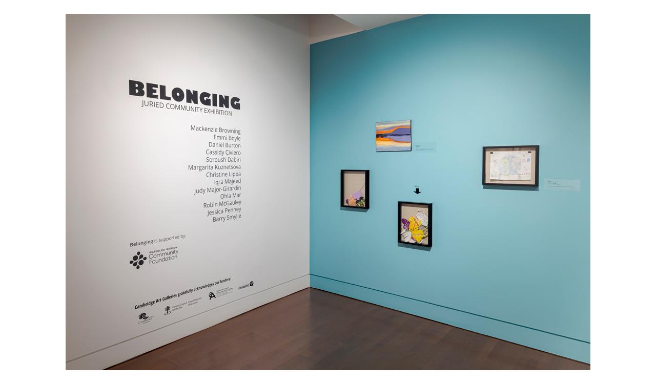 Belonging - Juried Community Exhibition, installation view at Cambridge Art Galleries, Preston. Photo by Toni Hafkenscheid, 2024.