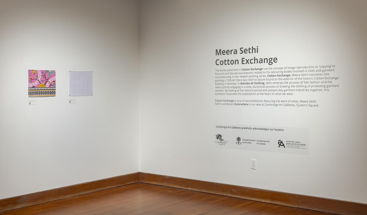 Meera Sethi, Cottton Exchange, installed at Cambridge Art Galleries, Preston. Photo by Toni Hafkenscheid, 2023.