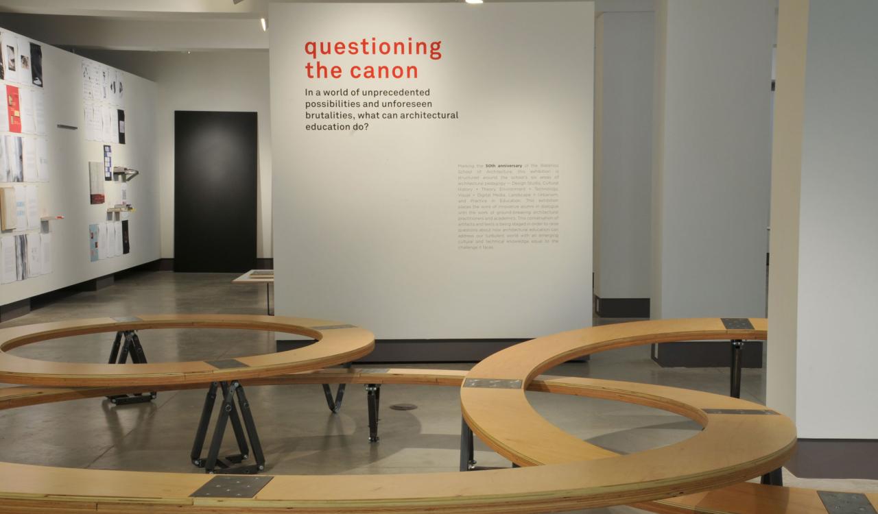 Waterloo Architecture 50th Anniversary Exhibition: questioning the canon (Installation), 2018. Photo Peter Ross.