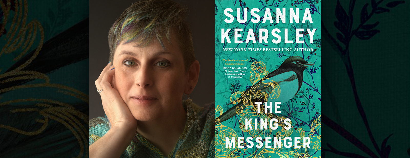 Author Susanna Kearsley with her book The King's Messenger.