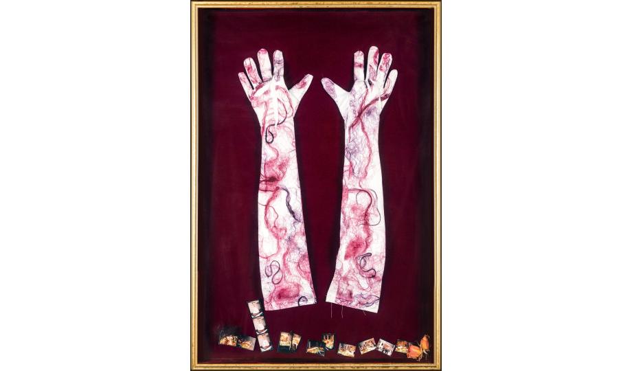 Chrysanne Stathacos, Patina Du Prey&#039;s Gloves/Banquet Gloves, 1992. Photo: Scott Lee
